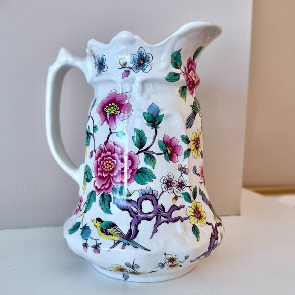 1950s James Kent Old Foley Chinese Rose Fine Porcelain Pitcher and Basin - Picture 11 of 16